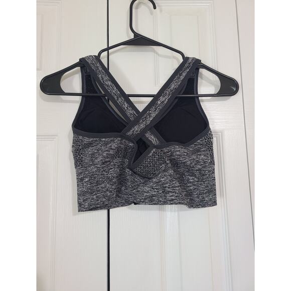 Unknown brand medium women's static gray print sports bra zip front - Picture 3 of 4